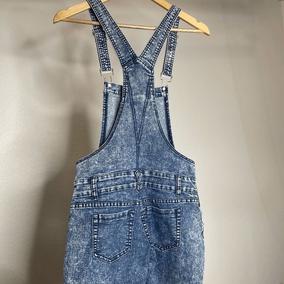 Y2K Acid Wash Denim Overalls Adjustable Straps Small - Picture 6 of 9
